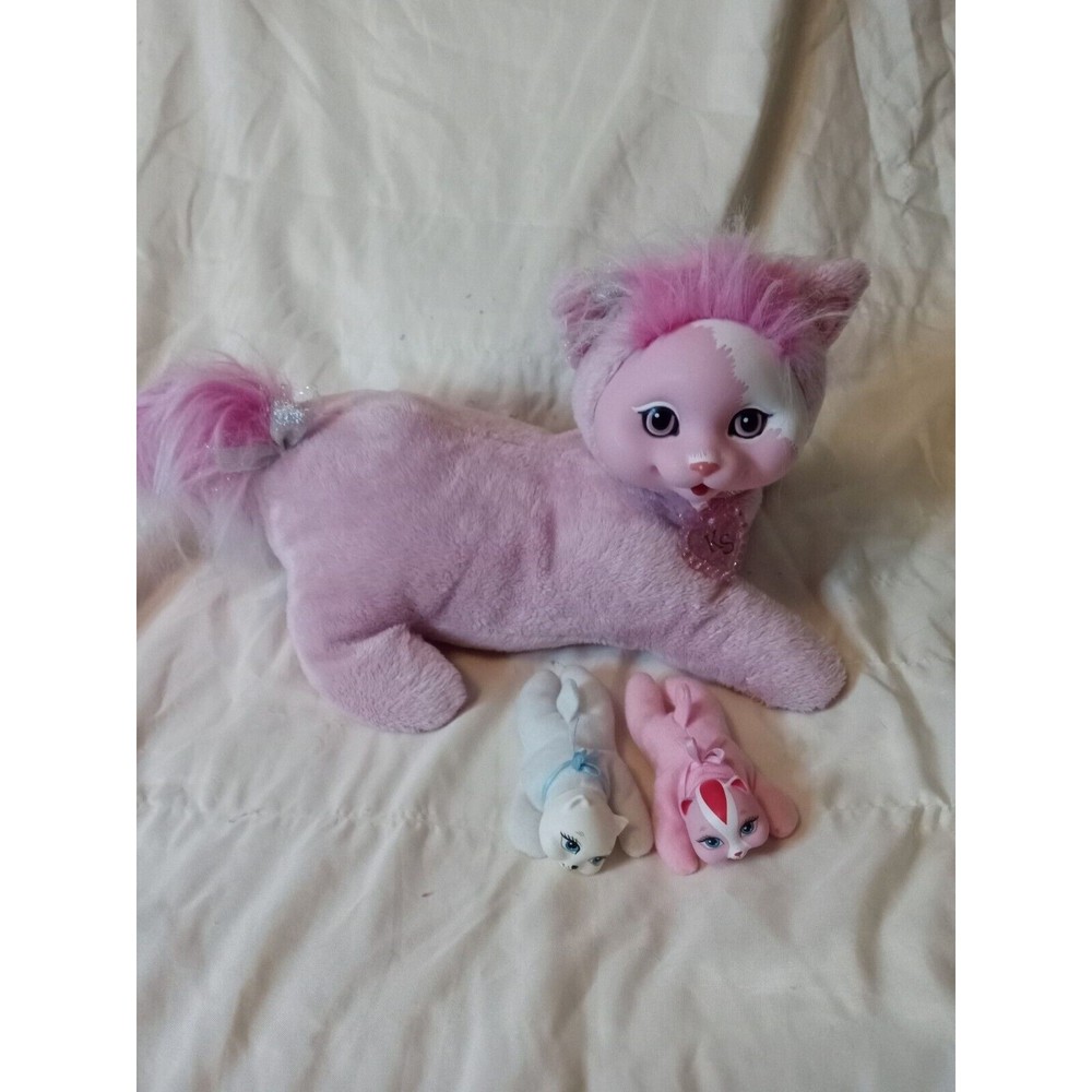 Kitty Surprise Pink Plush Cat With 2 Baby Kittens Just Play 2014 Vintage-Like